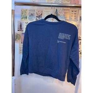 Nike Unisex Kids Blue Crewneck With White Wording Nike and the Swoosh Size M